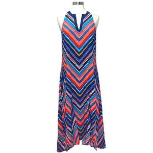 Laundry by Shelli Segal Halter Maxi Dress Size 8 Multi Color Lined Pattern